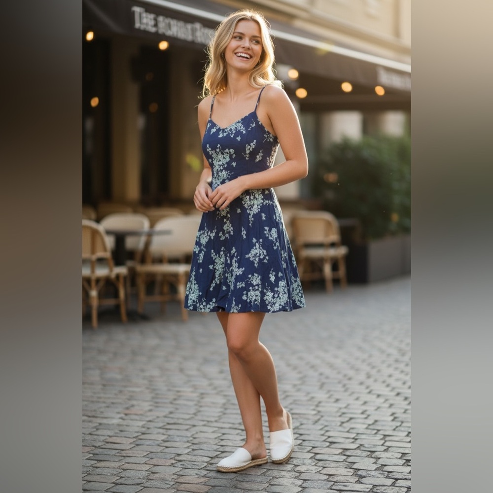 Old Navy Vibrant Blue Floral Sundress size Small